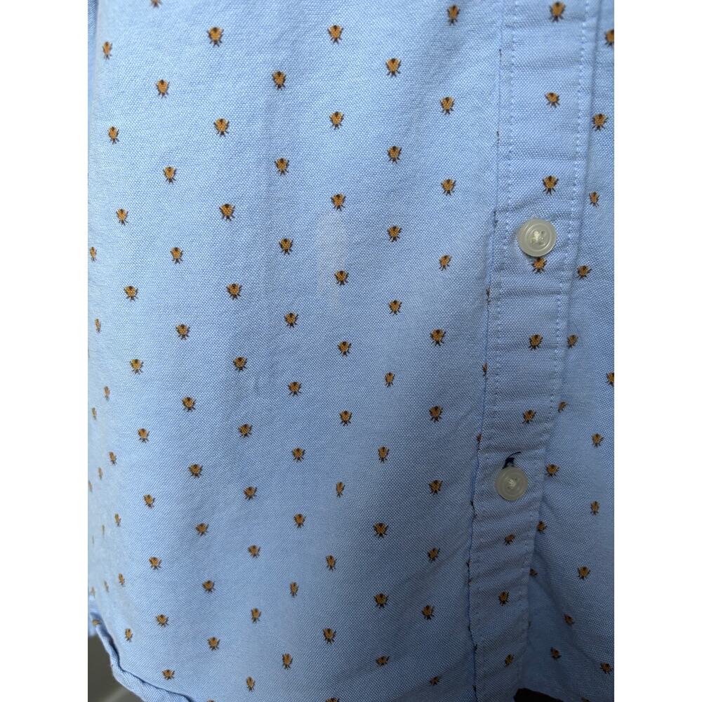 Womens 100% Cotton Button Down Casual Blue Floral Dress Shirt Sz L Career Office - Picture 8 of 9